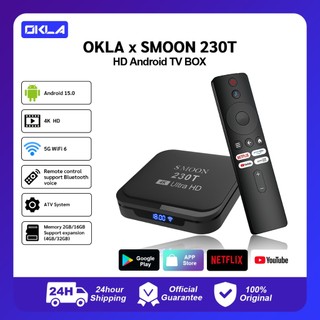 OKLA x SMOON 230T Android TV Box - Set Top Box - YouTube Netflix - WIFI 5G - FREE Adaptor Charger Type C - HD 4K - STB ANDROID - Ram 4/32GB