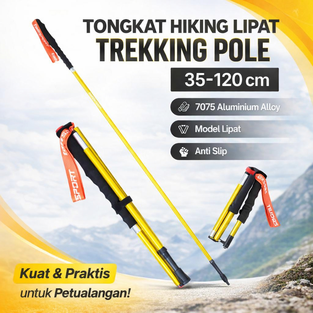 SMOTE+ ไม้เท้าเดินป่าแบบพับได้อะลูมิเนียม 7075 Pro | 7075-B