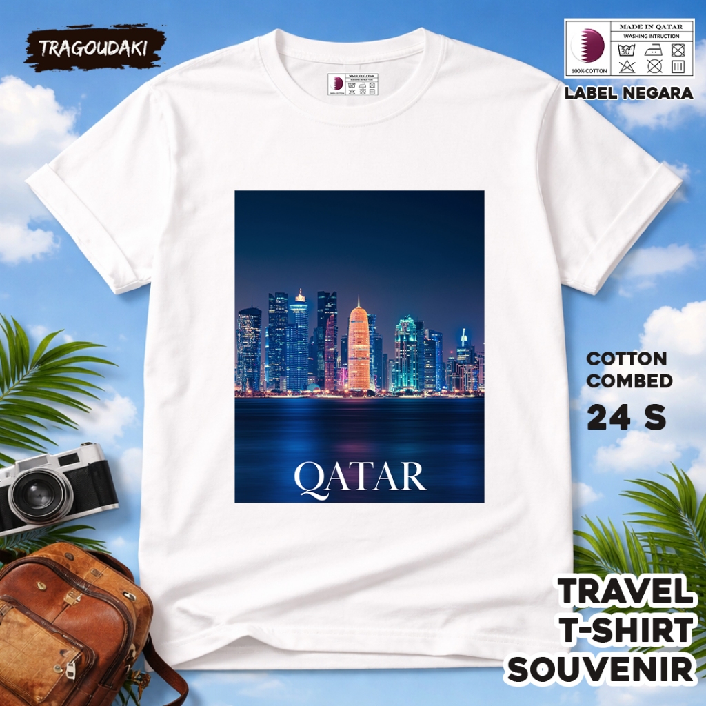 QATAR ของที่ระลึก T-SHIRT QATAR 21 ของที่ระลึก Shirt ผ้าฝ้ายหวี 24 ชิ้น