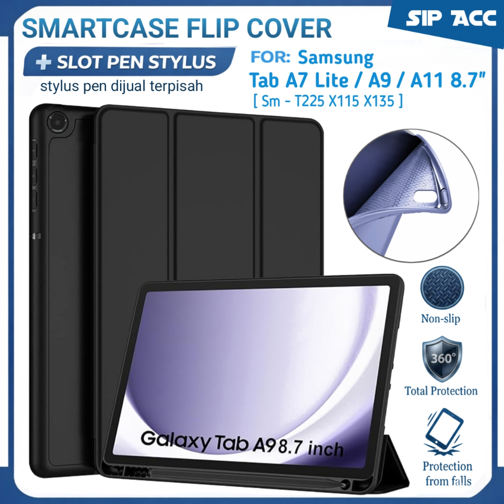 Samsung Galaxy Tab A9 A7 Lite A11 8.7 A8 T295 T225 X115 X135 Smart Case Flip Cover Slot Pen