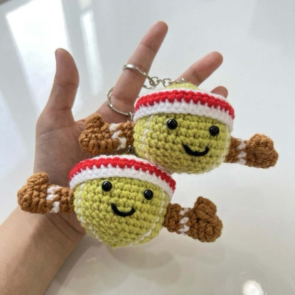 GANTUNGAN BENTO/GIFTBOX AMIGURUMI TENNIS BALL KEYCHAIN | TENNIS BALL KEYCHAIN