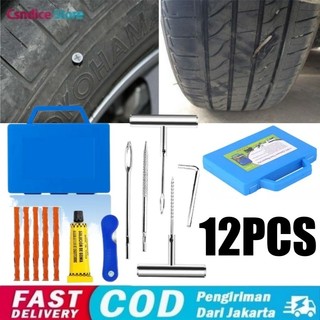 12Pcs Tire Repair Kit Set / Perbaikan Ban Otomatis Mobil & Motor / Tambal Ban