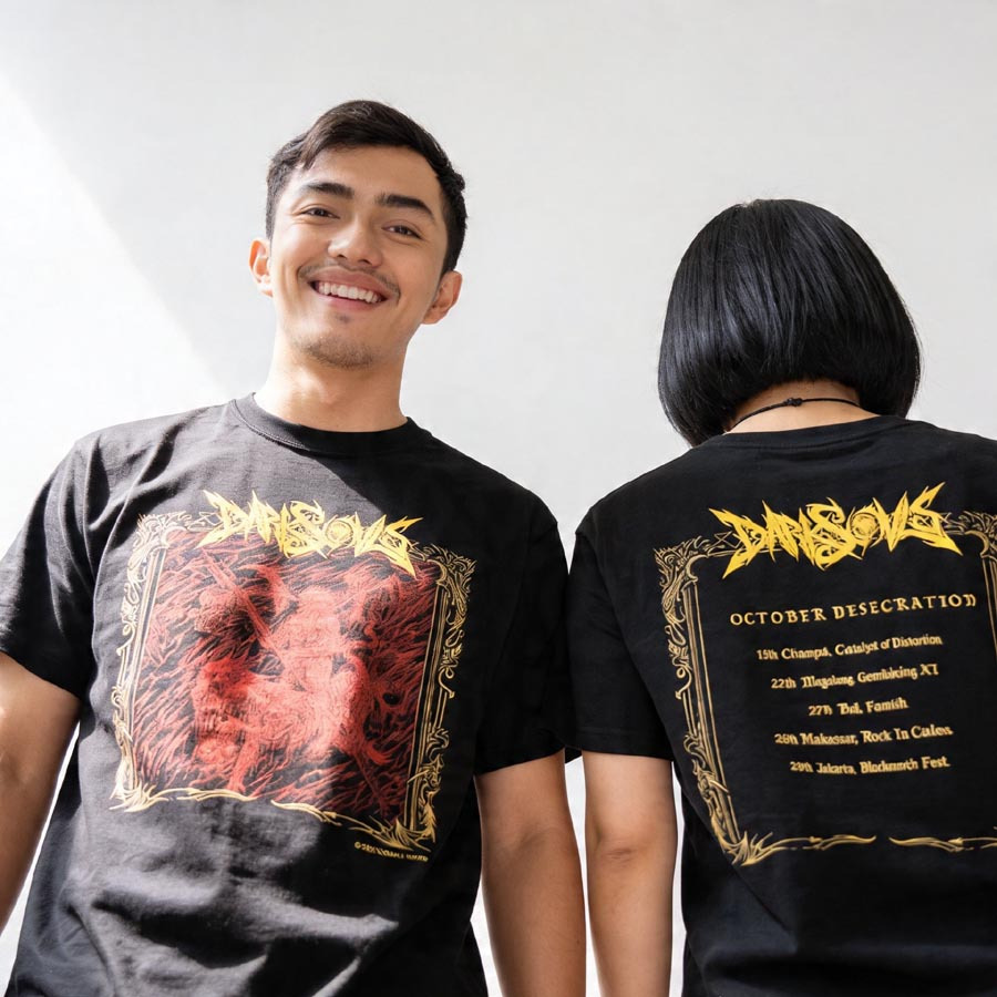เสื้อยืด DARKSEVLS - OCTOBER DESECRATION Tshirt 100% Cotton Casual Unisex Tees | ไซส์ SML XL XXL 3XL