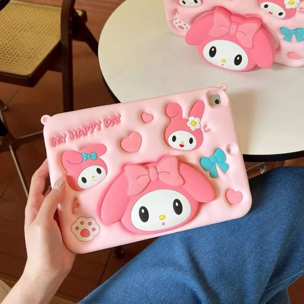 [ เคสสําหรับ ipad 10 10.9inc / air 5 / air 6 ] Casing MOTIF Melody 3D 360 Rotation + Stand Cover SIL