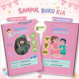 Custom Sampul Buku KIA / Sampul Buku Ibu & Anak – Bisa Foto & Nama Bayi | Cover Buku KIA Tebal Lucu