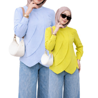 Kaluna Blouse Linen Wanita Layering Atasan Linen Ootd Kekinian