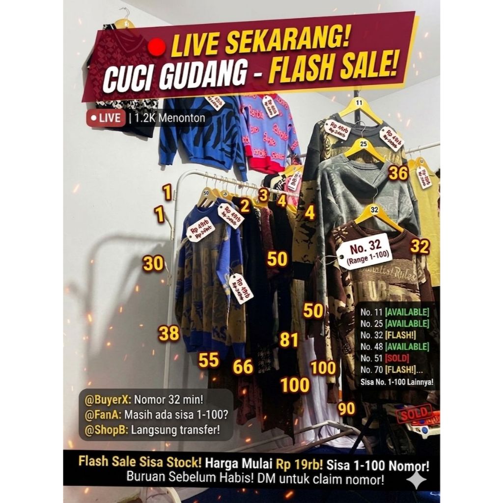 CO ACCORDING TO NO. 1-100 WAREHOUSE STOCK REMAINS / FLASHSALE