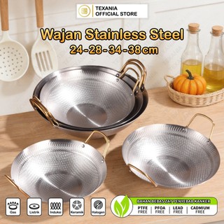 [PROMO BULAN INI] TEXANIA Wajan Honeycomb SILVER Stainless Anti Lengket PILIH DIAMETER 24,28,34,40cm - Kitchenware