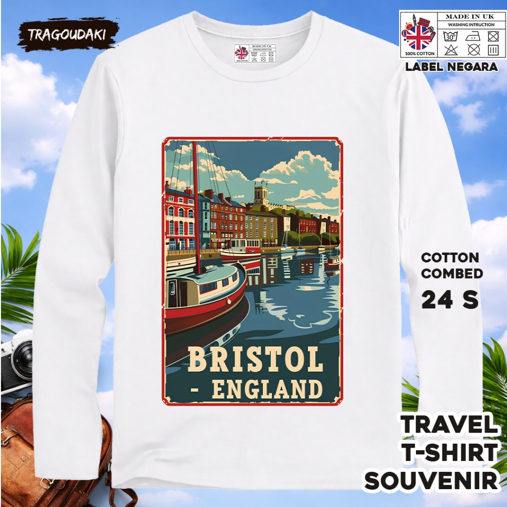 ENGLAND 77 LONG-SLEEVED SOUVENIR เสื้อยืด ENGLAND COUNTRY TAG COTTON 24S ของขวัญพรีเมี่ยม SOUVENIR