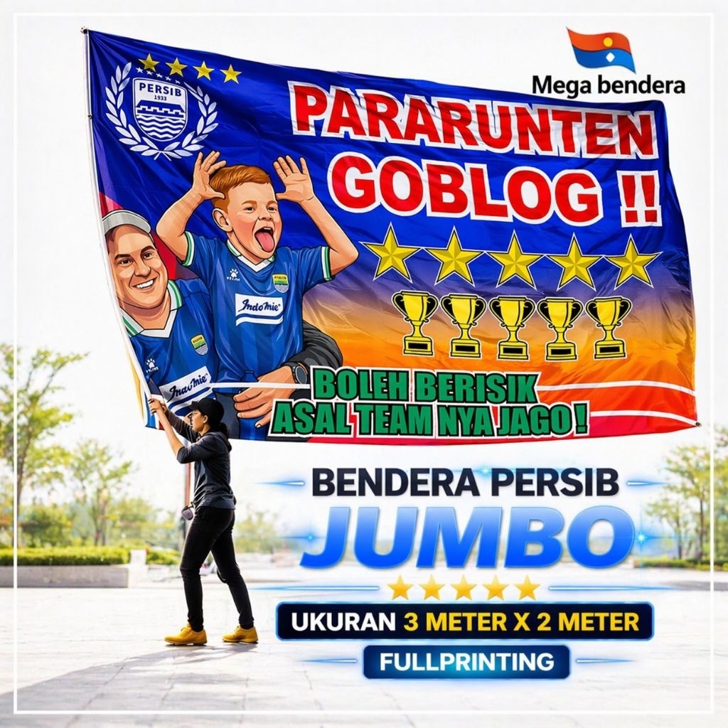 PERSIB JUMBO FLAG FULLPRINTING | PERSIB BANDUNG JUMBO FOOTBALL FLAG