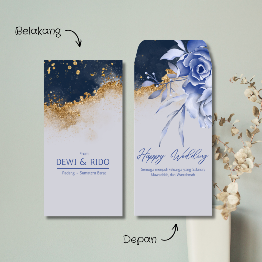 [10 ชิ้น] WEDDING ANGPAO | WEDDING ENVELOPE | WEDDING ENVELOPE | บาเลก สิ่งแวดล้อม | RUSTIC BLUE MOT
