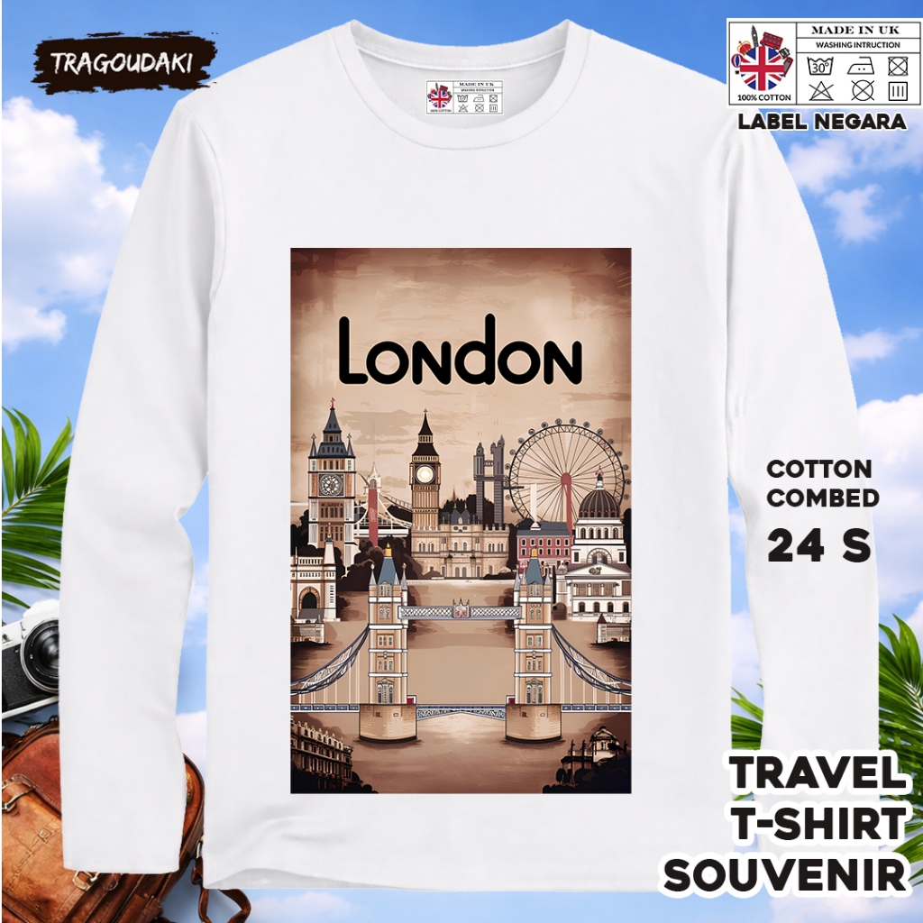 ENGLAND 106 LONG-SLEEVED SOUVENIR เสื้อยืด ENGLAND COUNTRY TAG COTTON 24S ของขวัญพรีเมี่ยม SOUVENIR