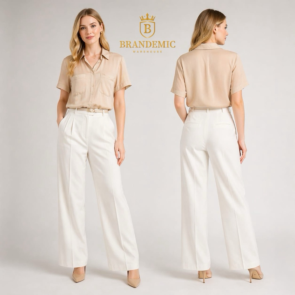 KEMEJA Esprit Blouse เสื้อเชิ้ตแขนสั้นผู้หญิง mokka