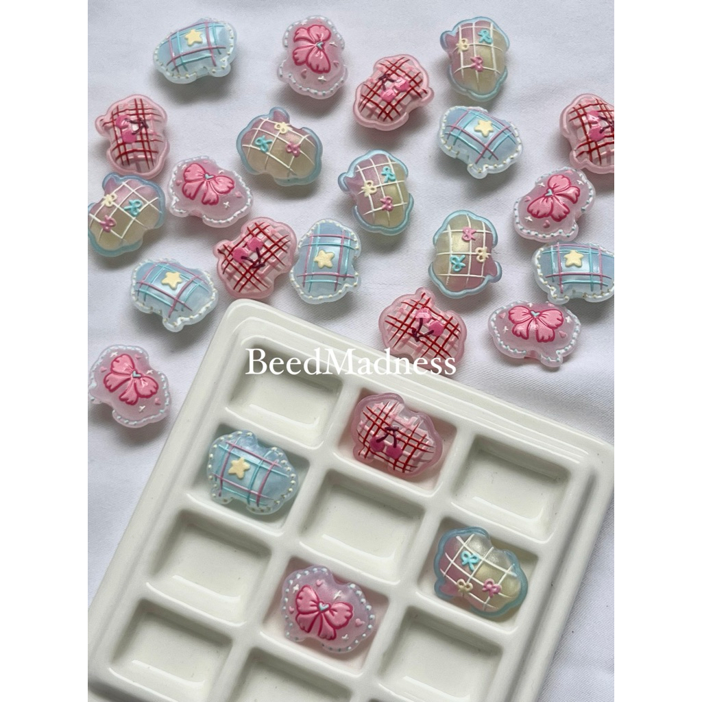 [READY] ลูกปัดริบบิ้นอะคริลิค & Flower Series / Aesthetic Cabochon Resin / DIY Decoden Case Material