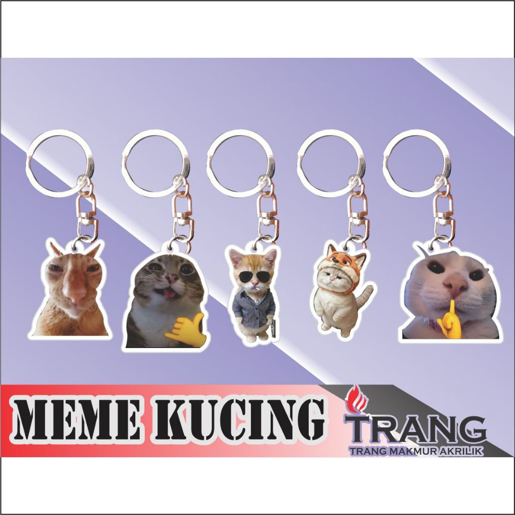 GANTUNGAN พวงกุญแจอะคริลิค Cute Cat Meme / พวงกุญแจอะคริลิคแมวน่ารัก Meme