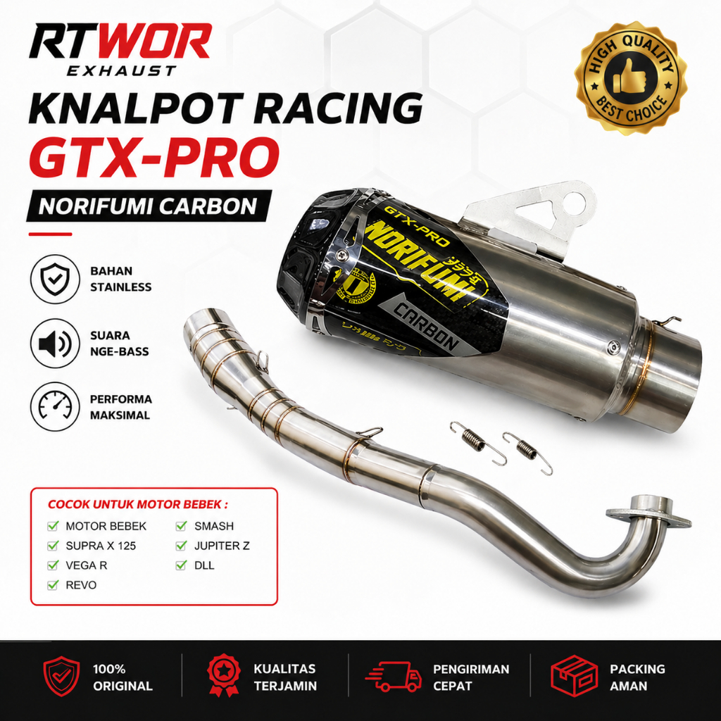 Norifumi GTX-Pro ท่อไอเสียแข่งสแตนเลสสําหรับ Jupiter Z Jupiter Vega R Zr Supra Fit Supra x 125 Revo 