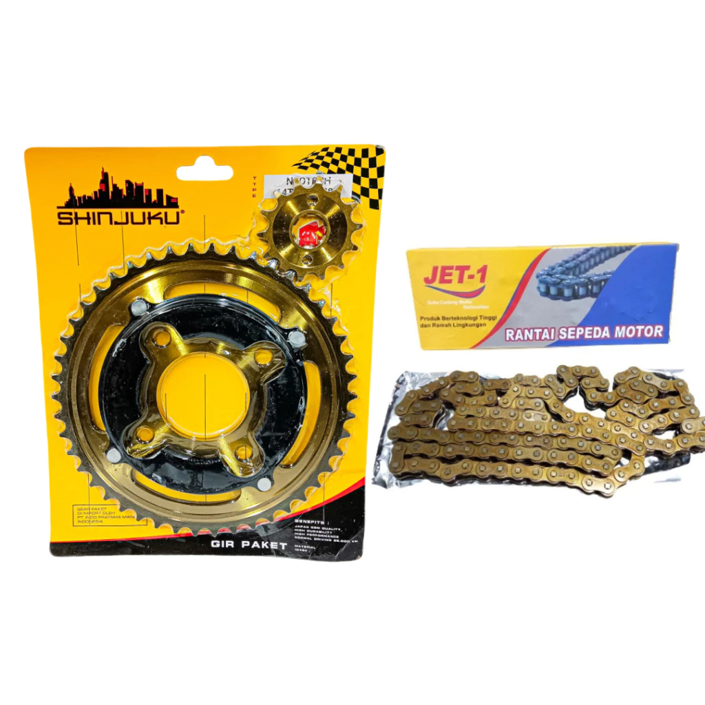 [14T/46T] GEAR PRESS PRO NT 46T + CHAIN 128 / GEAR SET PACKAGE SEPUH MEGA PRO NEW / OLD - CB150 VERZ