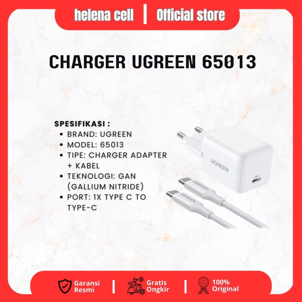 เครื่องชาร์จ Ugreen 65013 Type c to Type C 30W