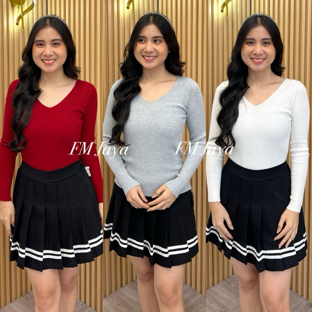 WOMENS KNIT TOP 607 || Womens KNIT TOP, Womens FASHION, คอวี