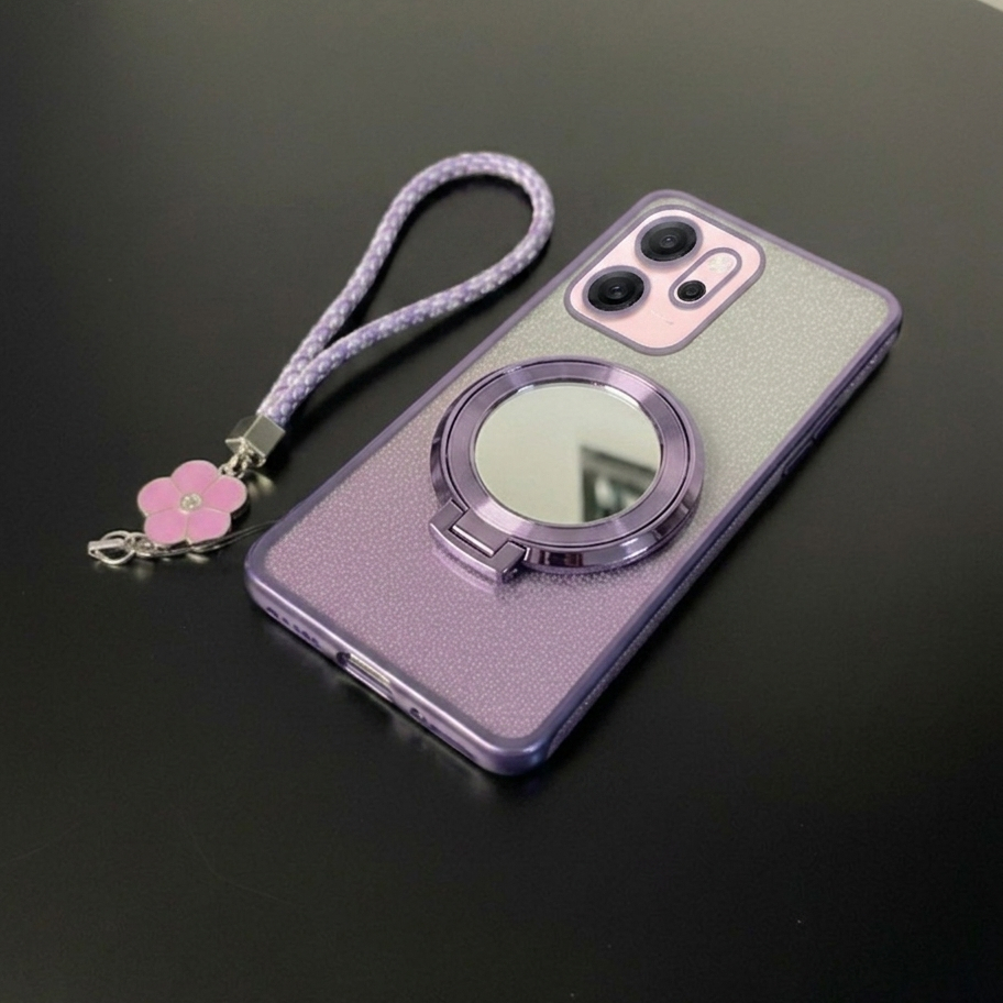 Oppo Reno 14F 14 5G 14 Pro 15F 15 Pro 15C 15 5G Luxury Glitter แหวนกระจกกรณีฟรี Lanyard ดอกไม้