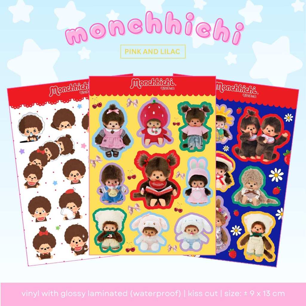 แผ่นสติ๊กเกอร์ Monchhichi | Deco Sticker ญี่ปุ่นกันน้ํา