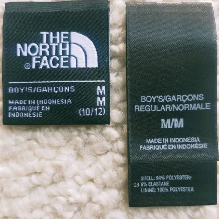 Tag tnf size care wash label (boy M) thenorthface