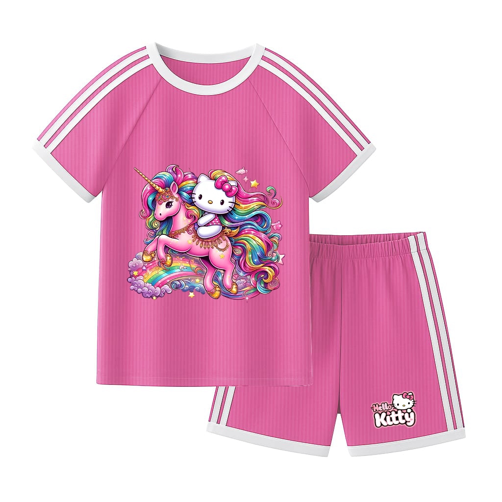 ชุดกางเกงขาสั้นแขนสั้น Hello kitty และ pony สําหรับเด็กผู้หญิง