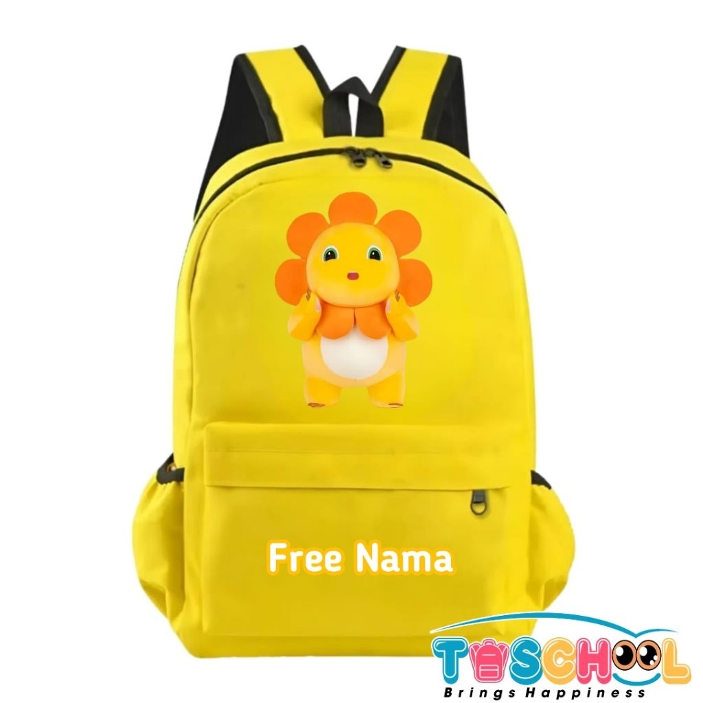 NAILONG THE DINO MOTIF CHILDRENS BACKPACK WITH YELLOW NAILONG THE DINO FREE NAME