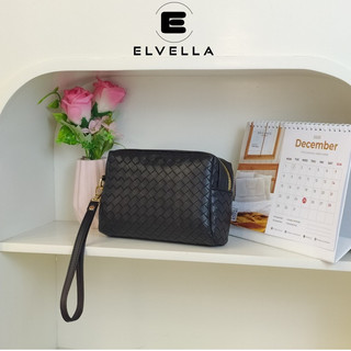 ELVELLA Pouch Wanita Dompet Motif Anyam Mini Wallet