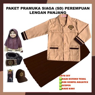 Paket seragam pramuka siaga sd perempuan lengan panjang kelas 1-6 sd
