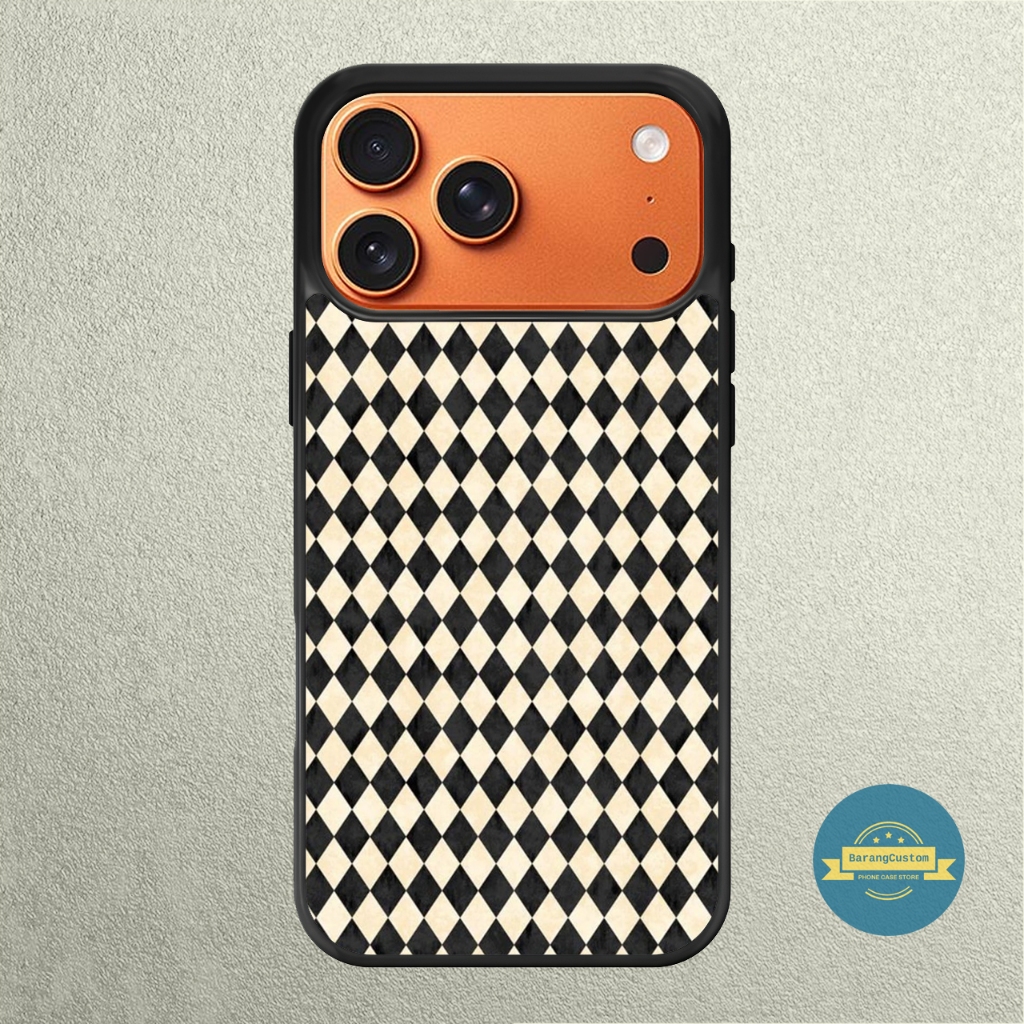 IPhone 17 16 15 14 13 12 11 Mini Plus Pro Max TPU Rubber Softcase Monochrome Tile Case