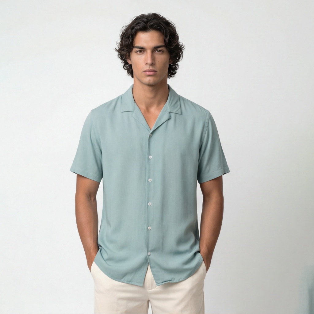KEMEJA VENGOZ Mens Short Hawaiian Shirt Top - Viking Blue