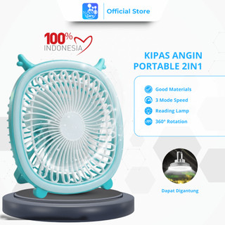 Nano Care Kipas Angin Portable 2IN1 Meja Lipat Dengan Lampu Belajar Kipas Duduk Multifungsi Gantung