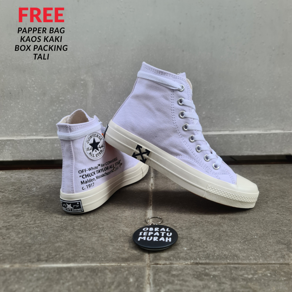CONVERSE 70S X OFF WHITE TRIPLE WHITE GLOSSY SHOES ORANGE SOLE 36 - 43
