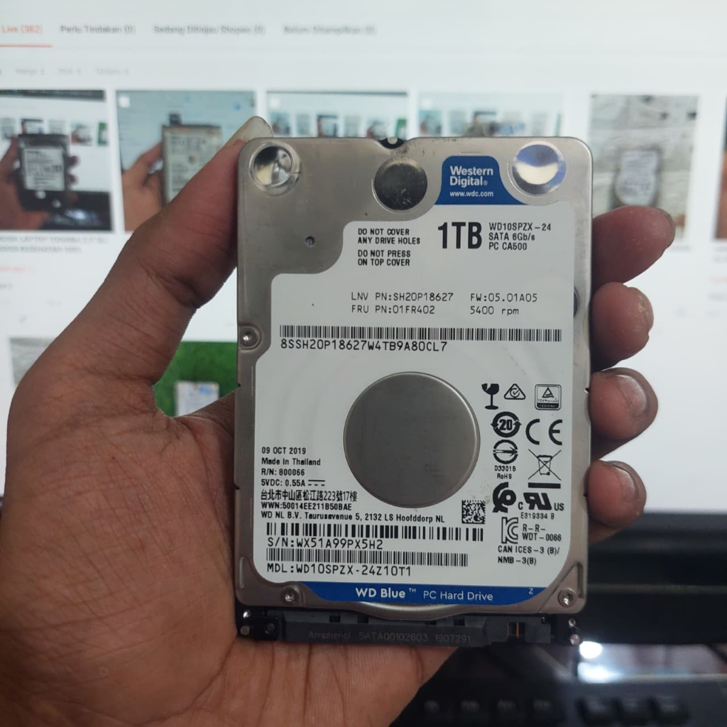 WD BLUE 2.5" SLIM 1TB สุขภาพ ปกแข็ง 100%