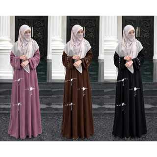 Abaya wanita azzahra premium gamis abaya haji dan umroh motif payet mewah model terbaru 2026 bahan ceruty babydoll