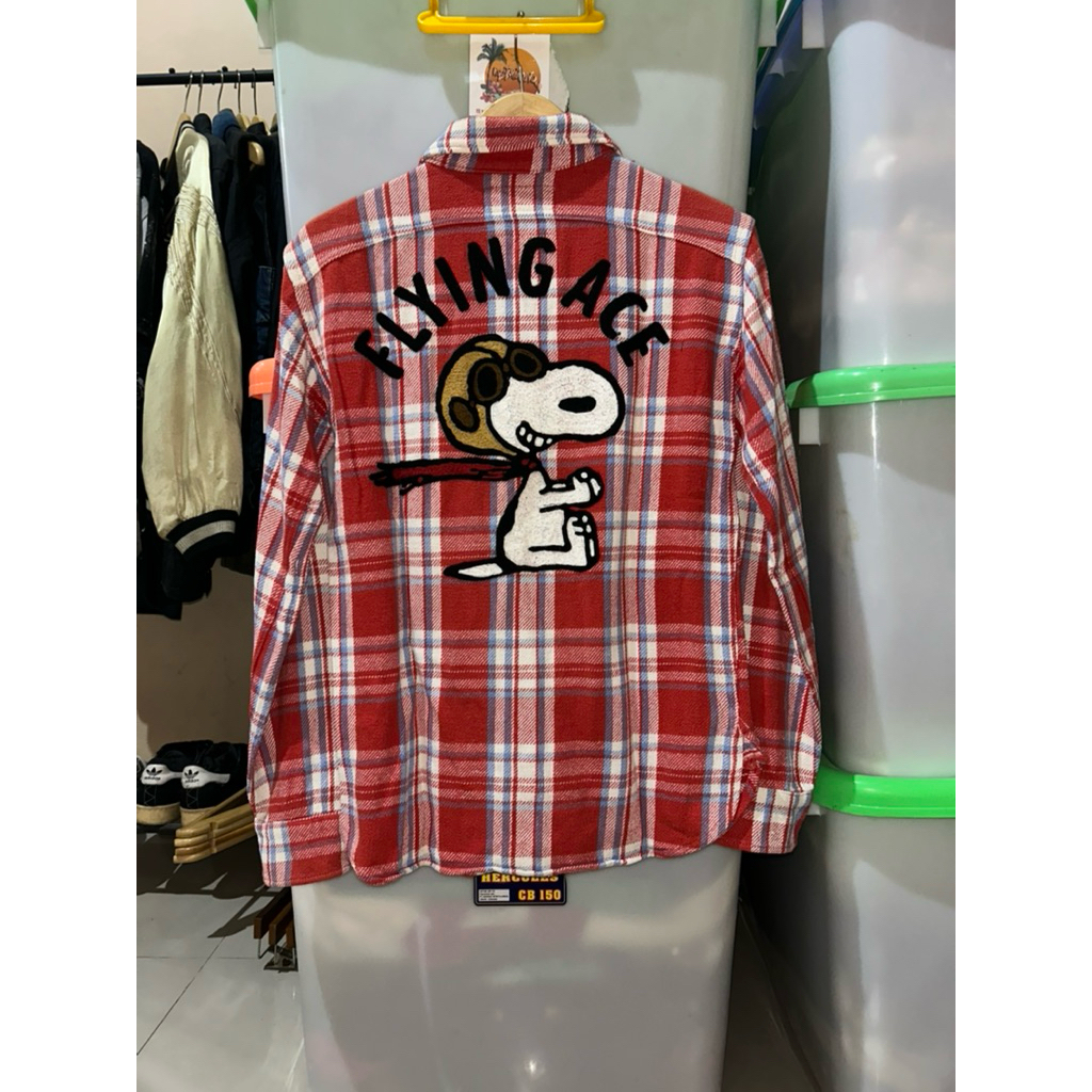 KEMEJA Flannel Shirt Snoopy / Vintage Flannel Shirt