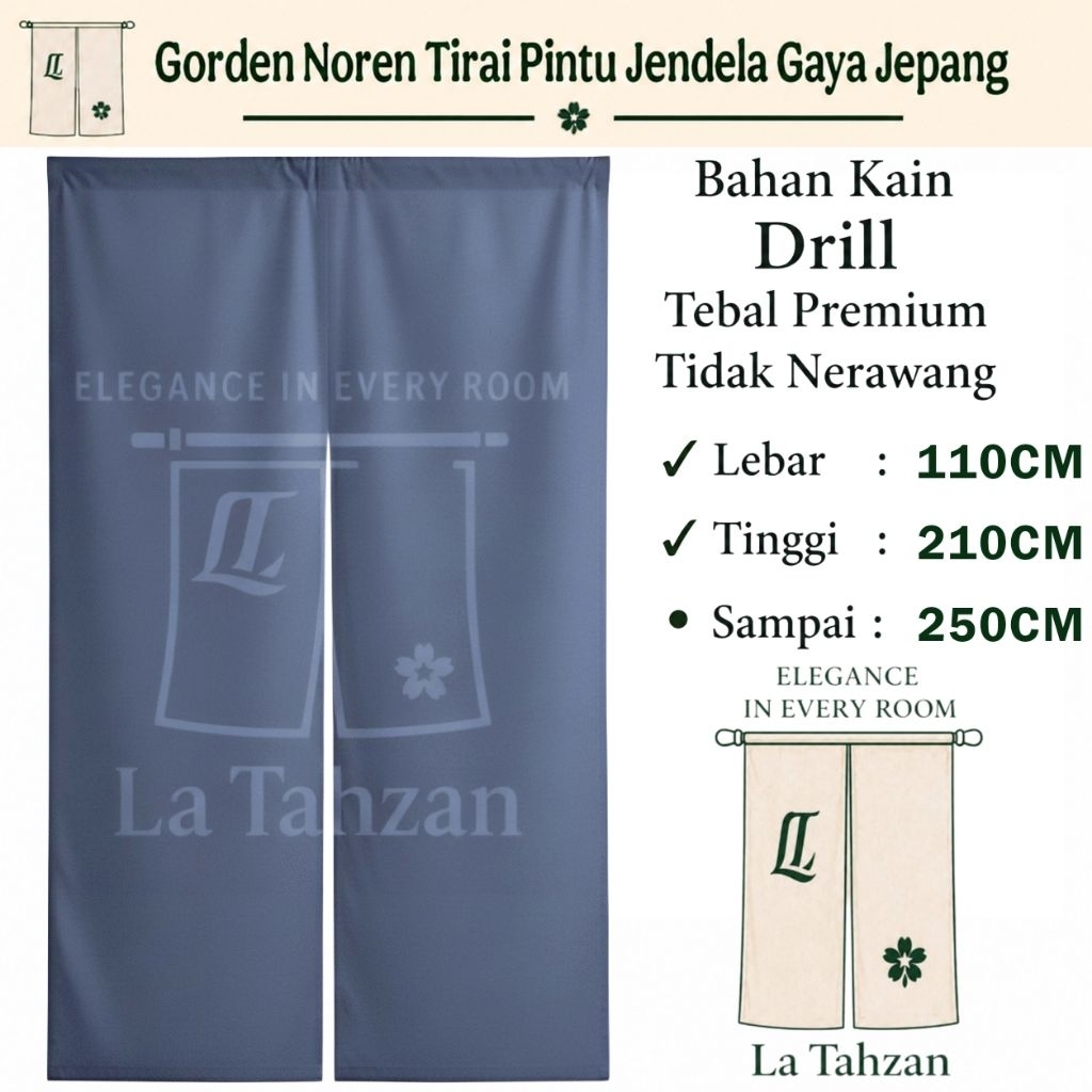 LaTahzan.Noren - ผ้าม่านญี่ปุ่น | Noren Minimalist Aesthetic Plain Door Curtain | สว่านอเมริกันหนาพร