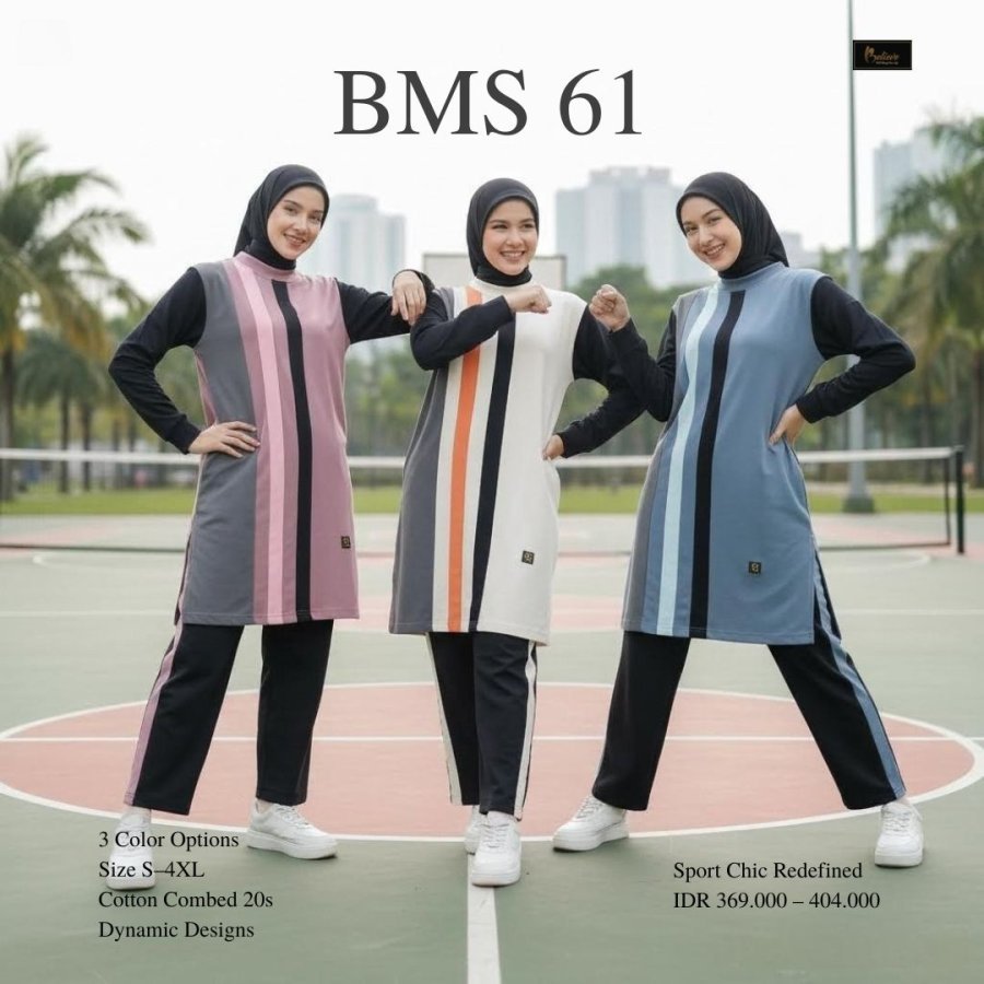BELIEVE BMS 61 NEW Hijab Sporwear / ชุดฝึกกีฬาสตรีมุสลิม / Sport OUTFIT ยิมนาสติก Jogging Tennis Pad