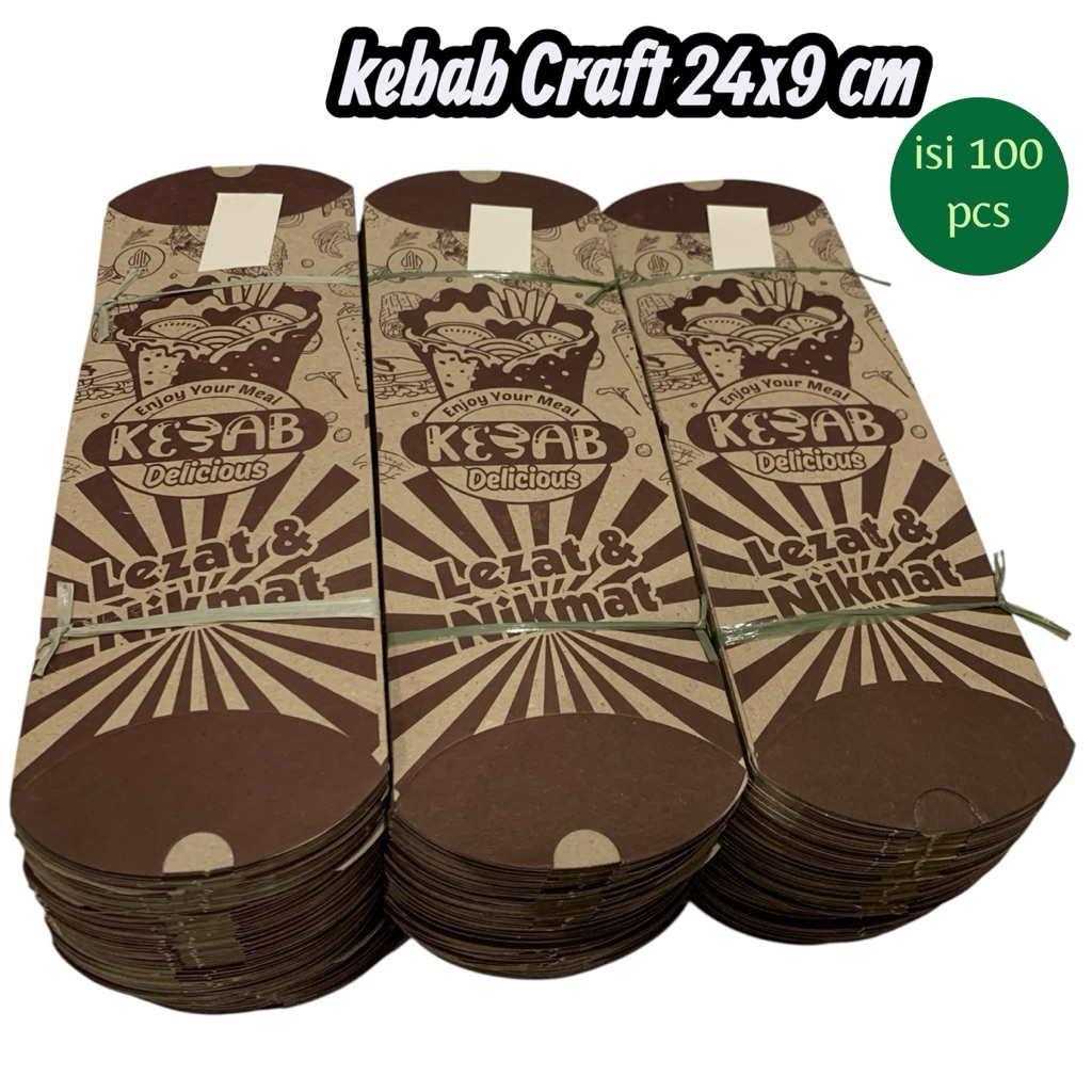 100 ชิ้น PULL KEBAB PACKAGING PAPER/OIL-RESISTANT CRAF KEBAB CONTAINER/THICK FOODGRADE PULL KEBAB WR