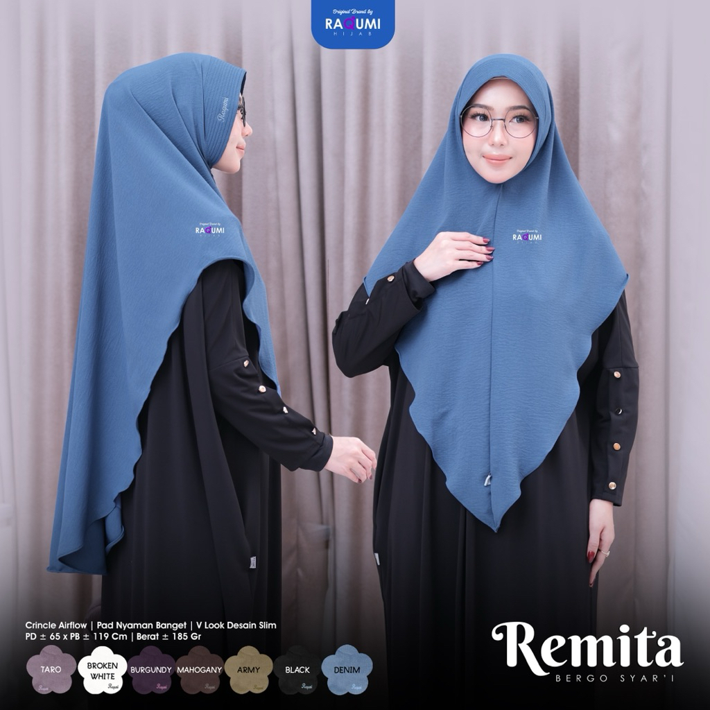 REVITA BERGO ต้นฉบับโดย RAQUMI HIJAB / คลินิก AIRFLOW HIJAB / PLAIN JUMBO HIJAB