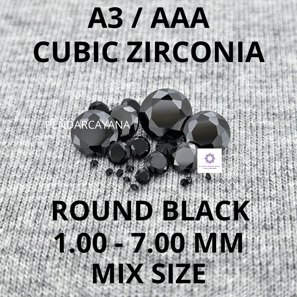 CUBIC ZIRCONIA A3 / AAA 1 - 7 MM ROUND BLACK MIX / MIX