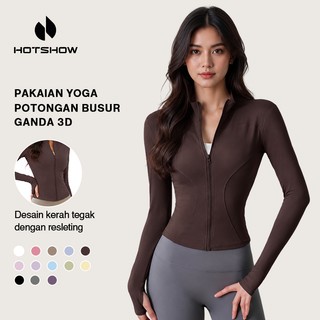 Jaket Olahraga Wanita Lengan Panjang Yoga Untuk Gym Fitness Sport