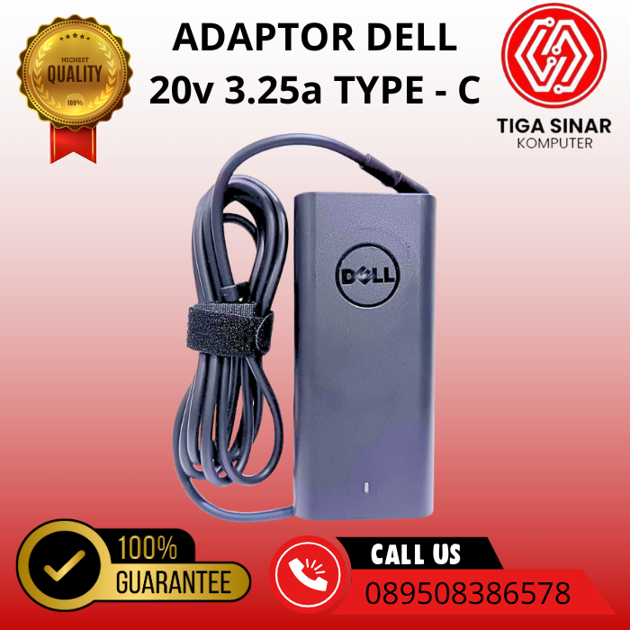 Original Dell 20V 3.25A Type-C 65W/90W XPS Inspiron Charger Adapter ฟรีสายไฟ