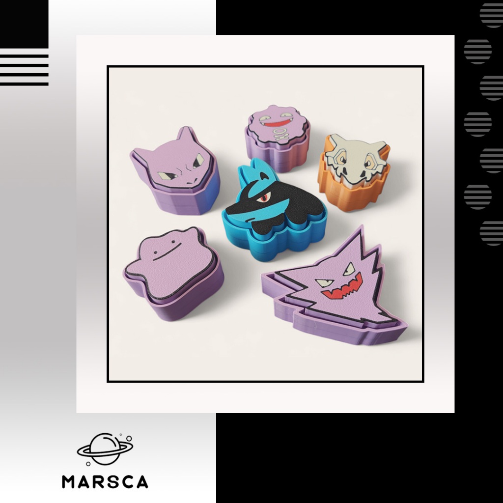 GANTUNGAN POKEMON พวงกุญแจพวงกุญแจ Fidget Clicker Ditto Mewtwo Lucario Haunter Koffing Cubone Editio