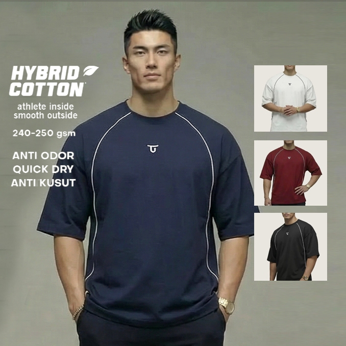 THIRDDAY Oversize Gym Piped Tracktop Cotton Hybrid 240gsm Black MTZ07 สีขาวกรมท่า ครีมมารูน
