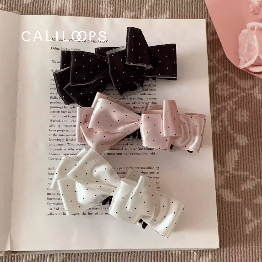 Caliloops Banana Hair Clip Ribbon Polka Dot Scrunchies Banana Clip ผู้หญิงสไตล์เกาหลี Lyra