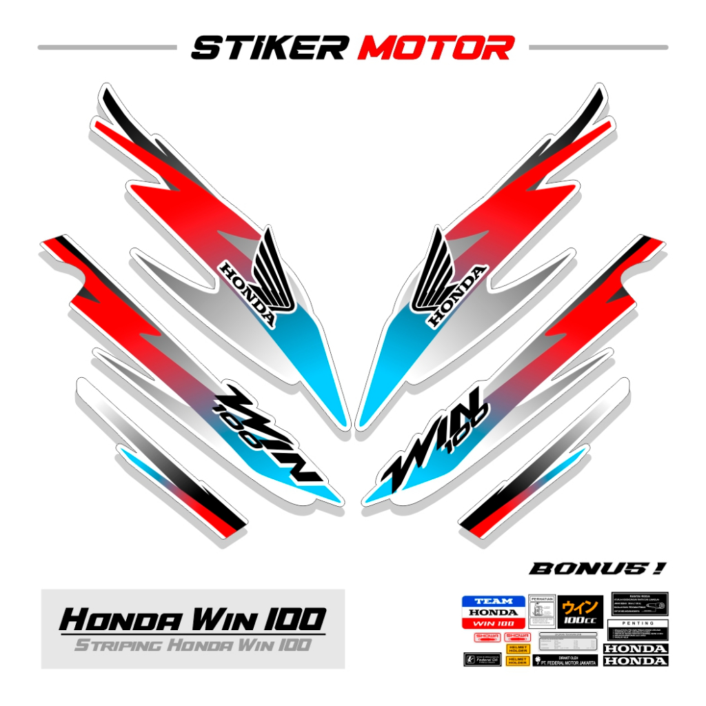 WIN35 Striping สติกเกอร์ Honda Win 100 สติกเกอร์ Variations สติกเกอร์ Striping Decal Scootlet Scotli