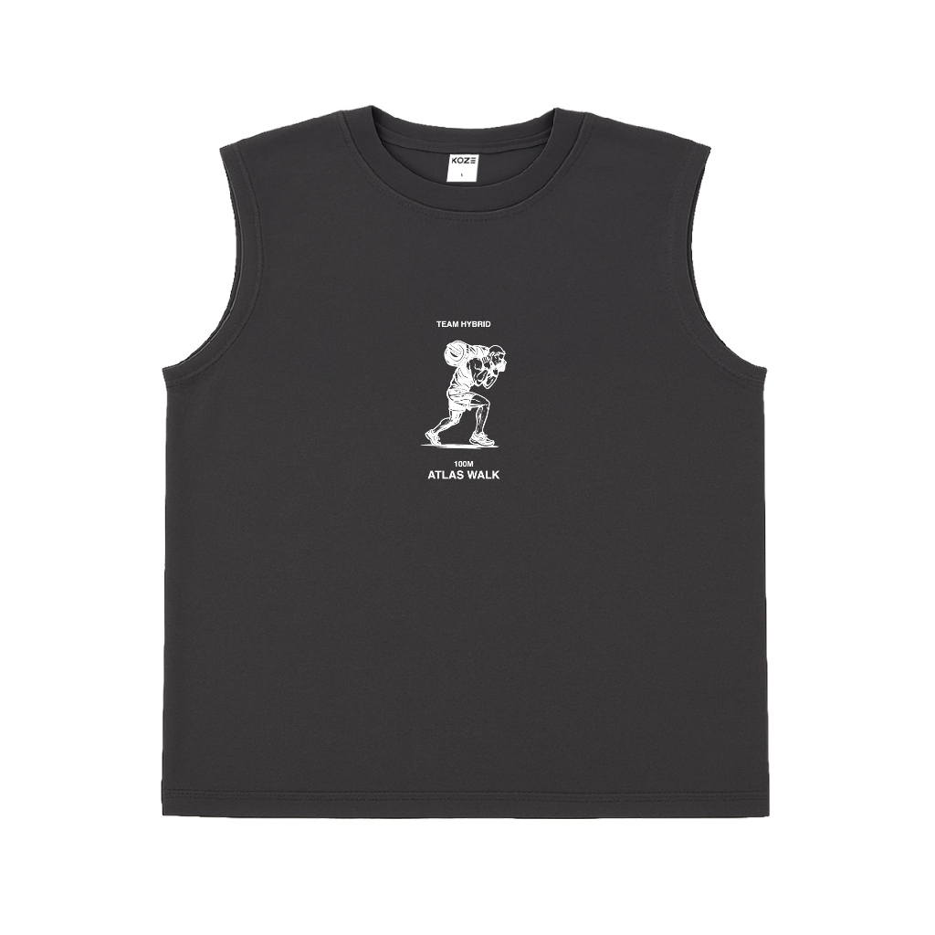 KOZE - Sleeve Lunges Dark Grey - เสื้อยืดแขนกุด สีเทาเข้ม