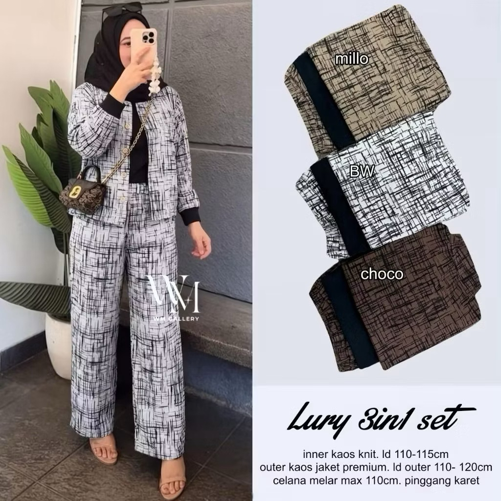 JS SET LATEST MUSLIM FASHION SET 2in1 GAMIS RECOMENT เดรสลายทาง